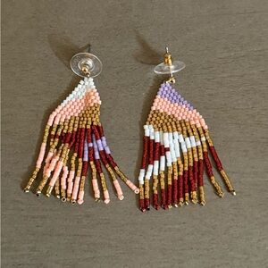 Beaded Fringe Earrings - Multicolor